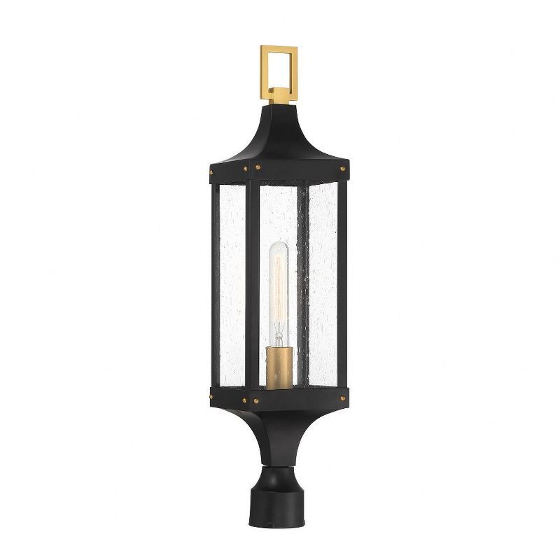 Glendale Matte Black and Brass Outdoor Post Lantern