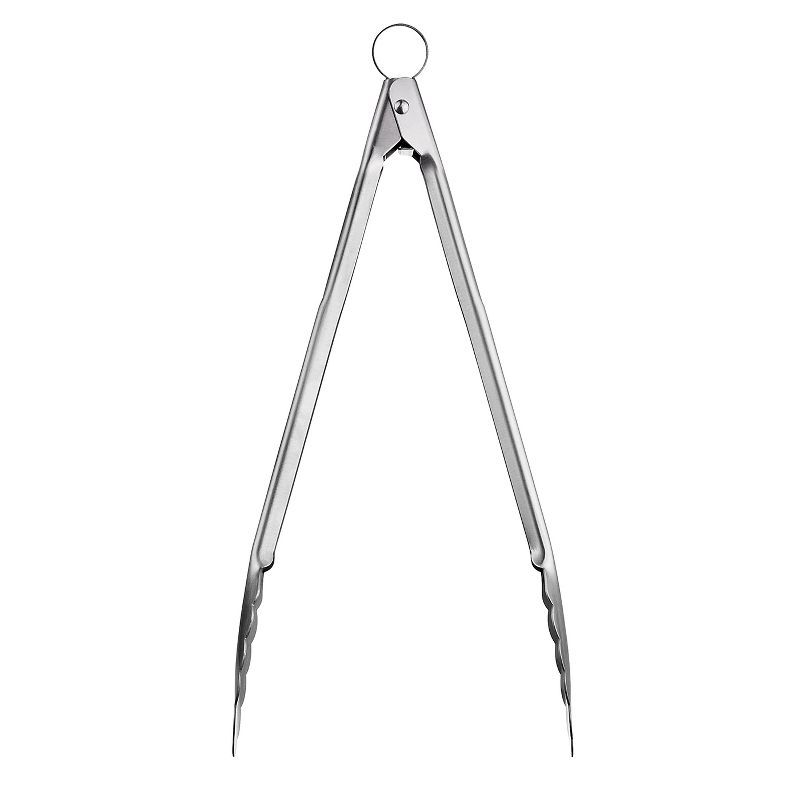 Cuisipro 16 Inch Stainless Steel Locking Kitchen Tongs, Silver