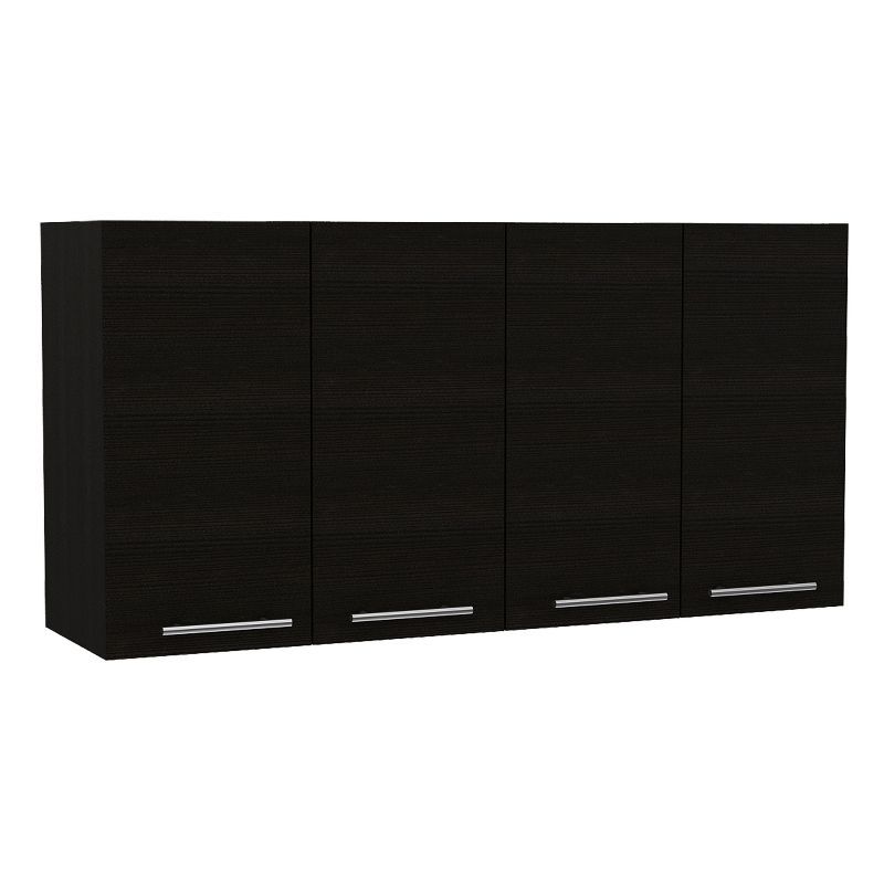 Sitka Modern Black Wengue Wall Cabinet with Metal Racks