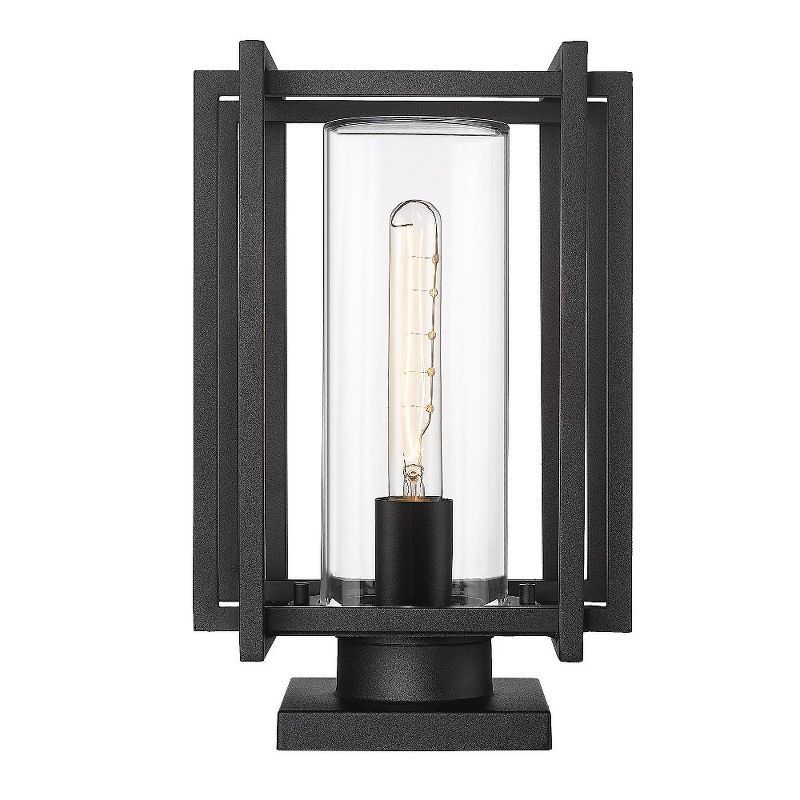 Tribeca Natural Black Geometric Outdoor Pier Mount Light