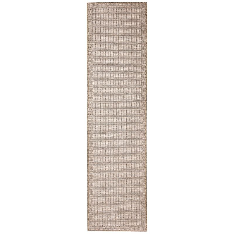 Ivory Basketweave Stripe Flatwoven Synthetic Indoor/Outdoor Rug