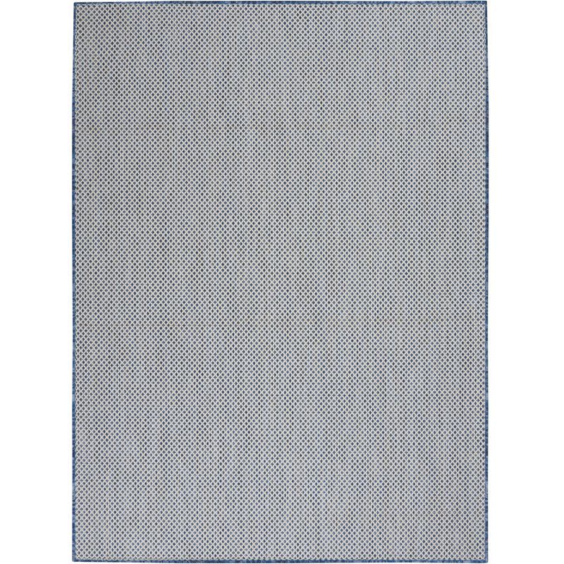 Ivory Blue Geometric Synthetic Flat Woven 5' x 7' Area Rug