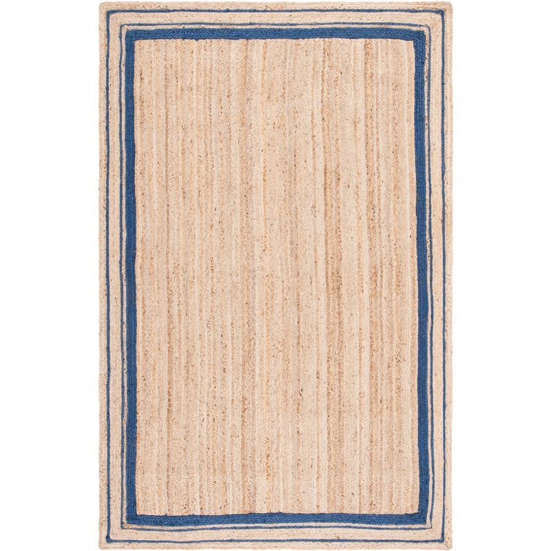 Handmade Navy and Natural Jute Rectangular Area Rug, 4' x 6'