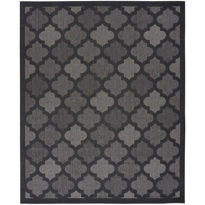 Charcoal Black Moroccan Trellis 7' x 10' Flatweave Area Rug