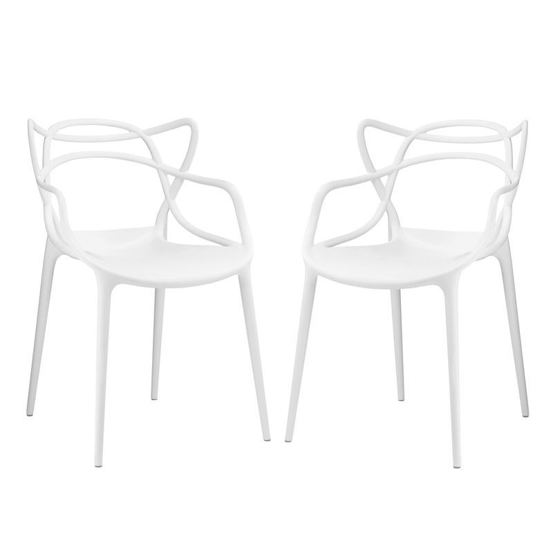 Entangled Modern White Plastic Armchair Set