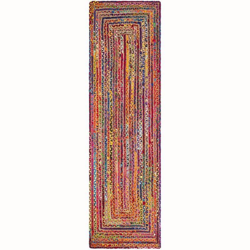Handmade Red and Multicolor Cotton Runner Rug, 2'3" x 14'
