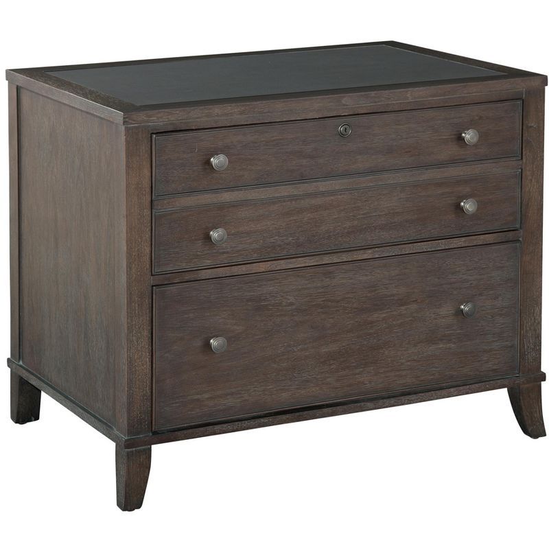 Brown Gray Traditional Lockable 2-Drawer Lateral Filing Cabinet