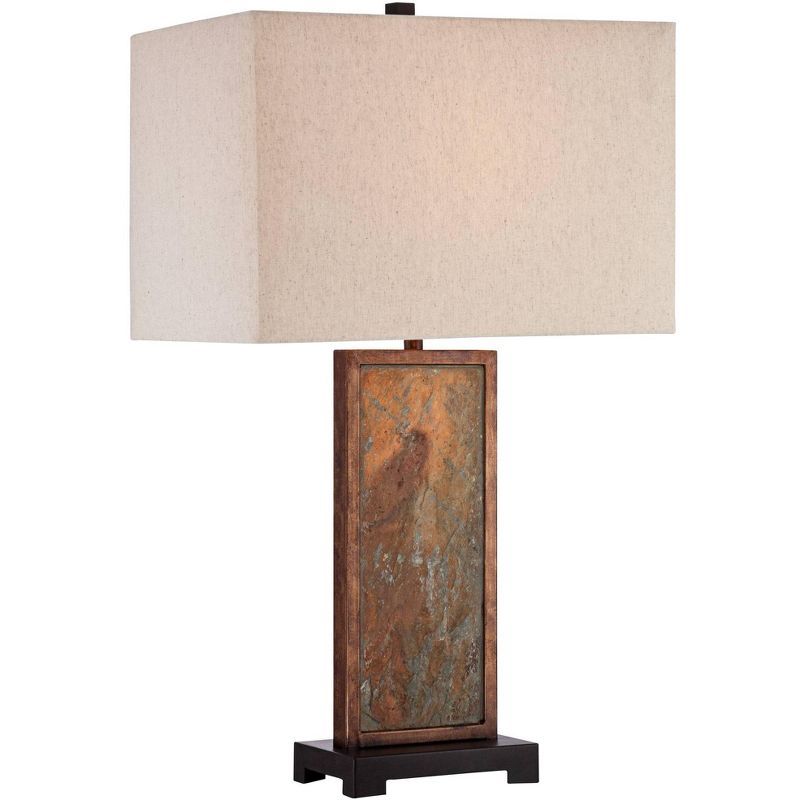 Yukon Industrial Rustic Slate Table Lamp with Beige Shade