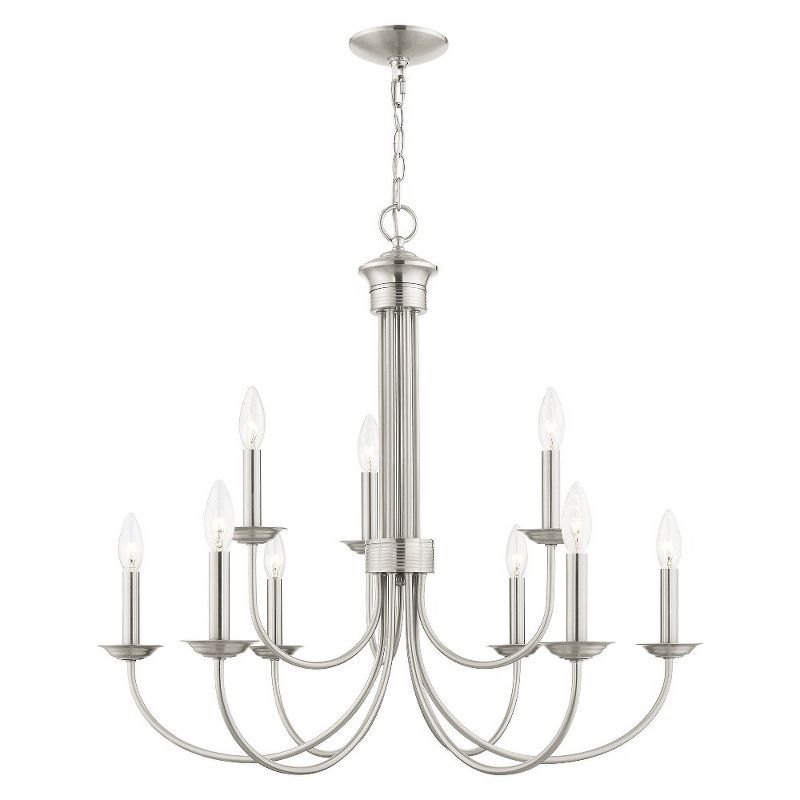 Elegant Brushed Nickel & Crystal 9-Light Traditional Chandelier