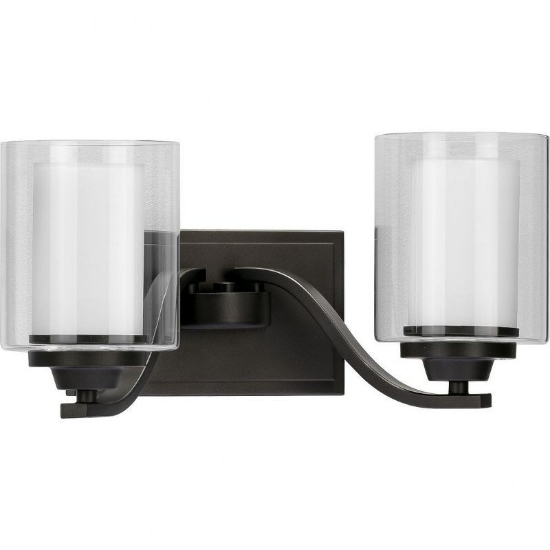 Graphite Dual Light Wall Sconce with Etched Glass Shades