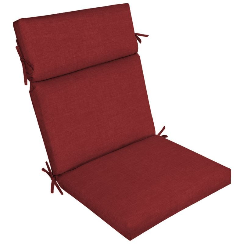 Ruby Red Polyester Outdoor Highback Dining Chair Cushion