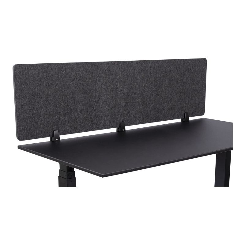 Anthracite Gray 60" Acoustic Desk Divider with Aluminum Clamps