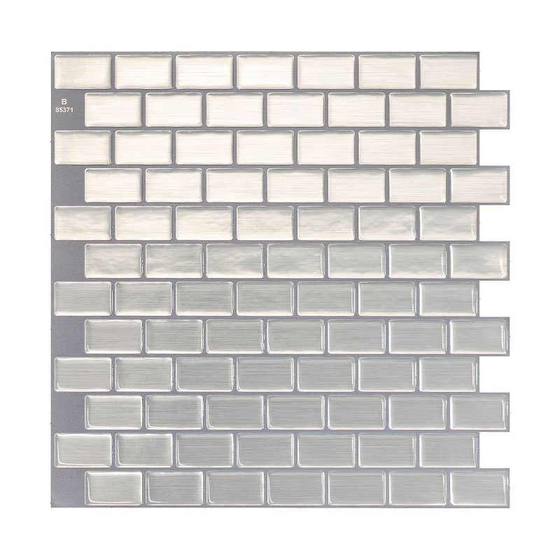 Metallic Gray Self-Adhesive 3D Peel and Stick Backsplash Tiles