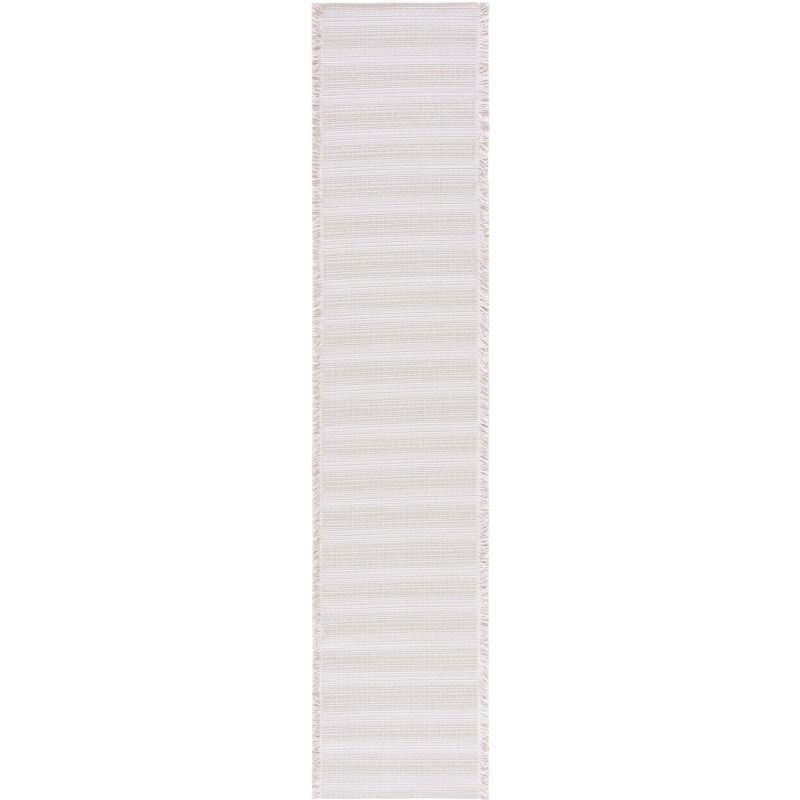 Augustine Ivory/Beige Striped Synthetic 2' x 9' Runner Rug