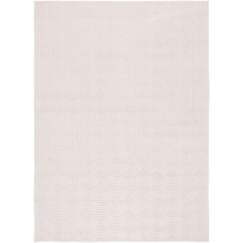 Ivory Hand-knotted Rectangular Synthetic Rug, 58x16