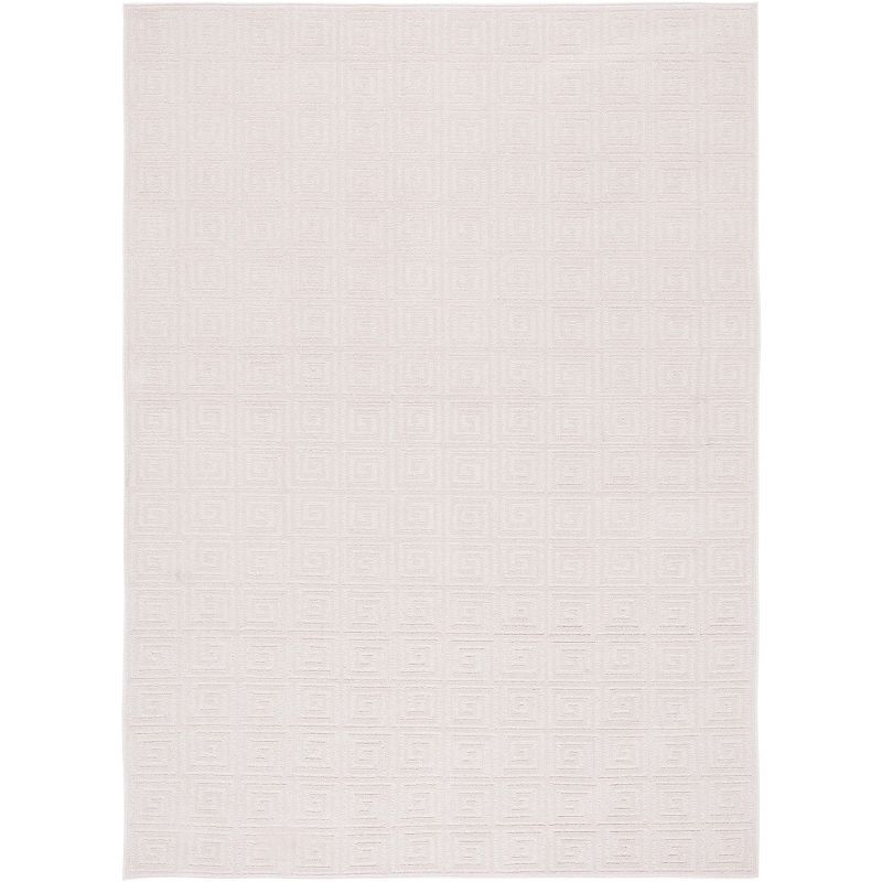 Ivory Hand-knotted Rectangular Synthetic Rug, 58x16