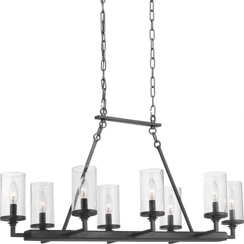 Gresham Graphite 8-Light Taper Candle Chandelier with Seeded Glass Shades