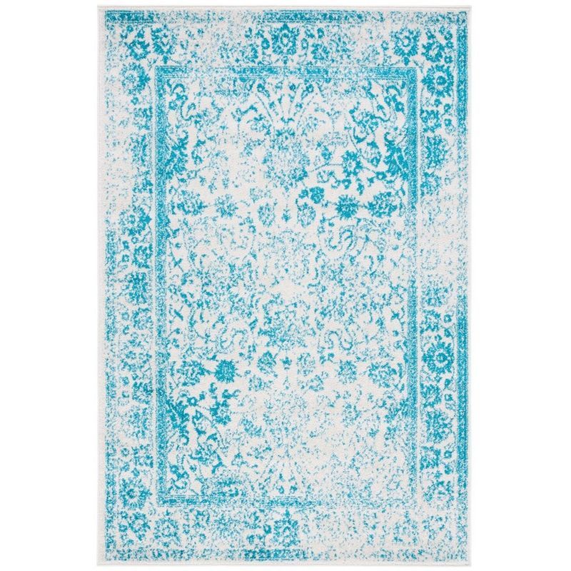 Ivory and Teal Oriental Hand-knotted 8' x 10' Rug