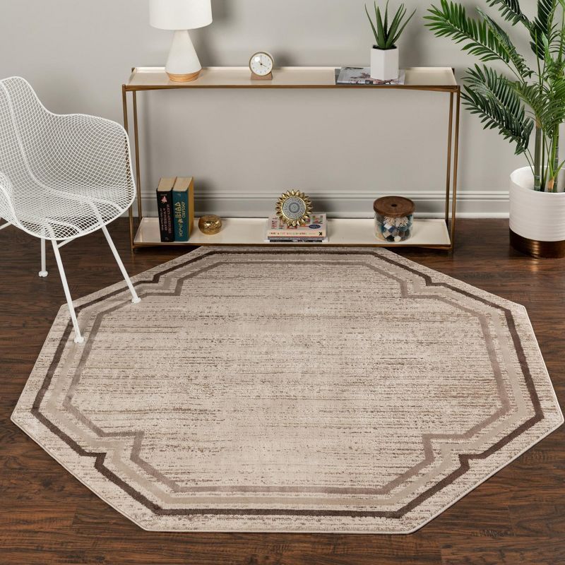 Ivory Abstract Braided Octagon Easy-Care Rug