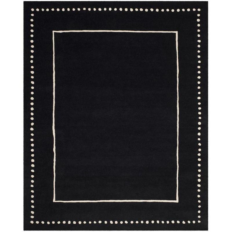 Bella 8' x 10' Black and Ivory Wool Area Rug