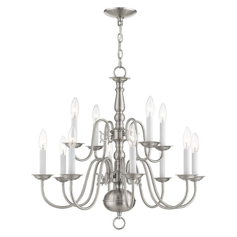 Elegant 12-Light Brushed Nickel Chandelier with Candelabra Base