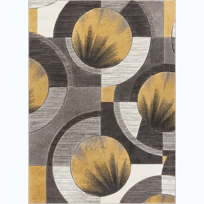 Gold and Gray Geometric Handmade 6' x 9' Area Rug