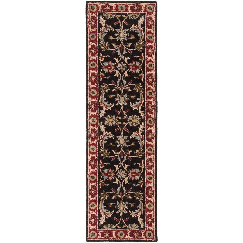 Hand-Tufted Chocolate and Red Wool Runner Rug, 2'3" x 10'