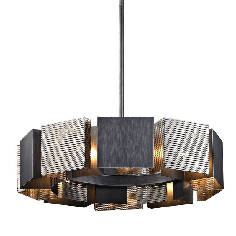 Graphite and Satin Nickel 10-Light Iron Pendant Chandelier