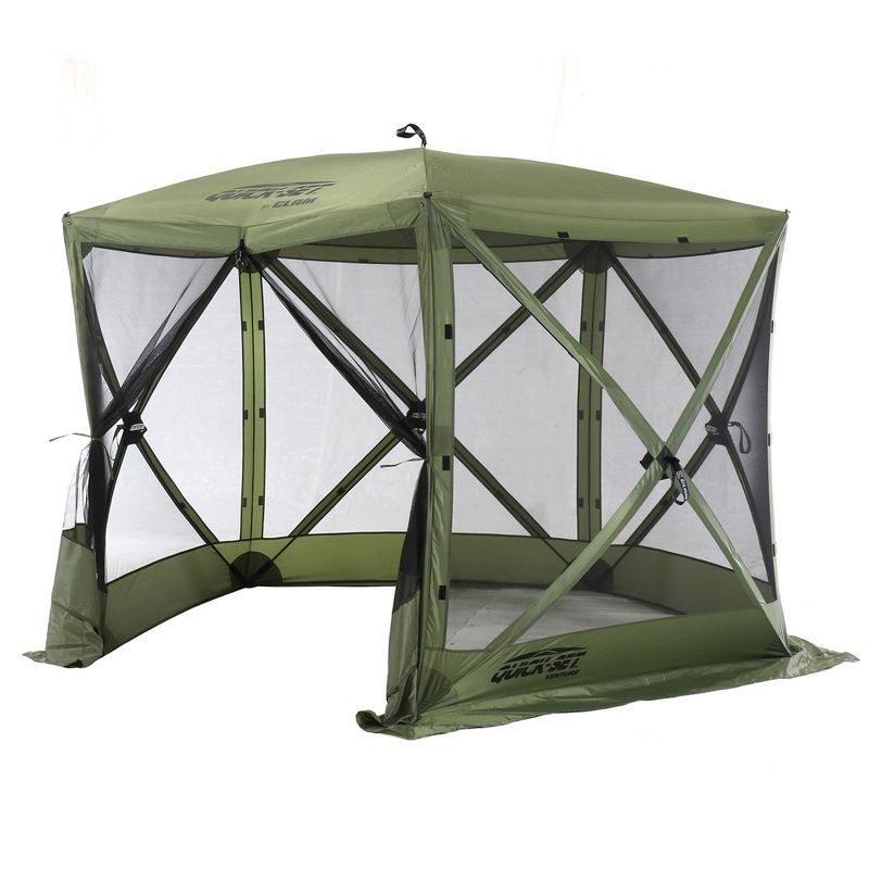 Green 6-Person Fiberglass Frame Camping Screen House with Carry Bag