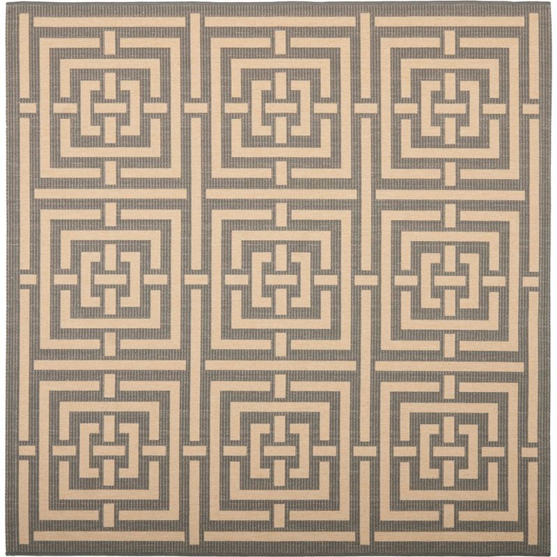 Gray Synthetic Square Stain-Resistant Area Rug 95"