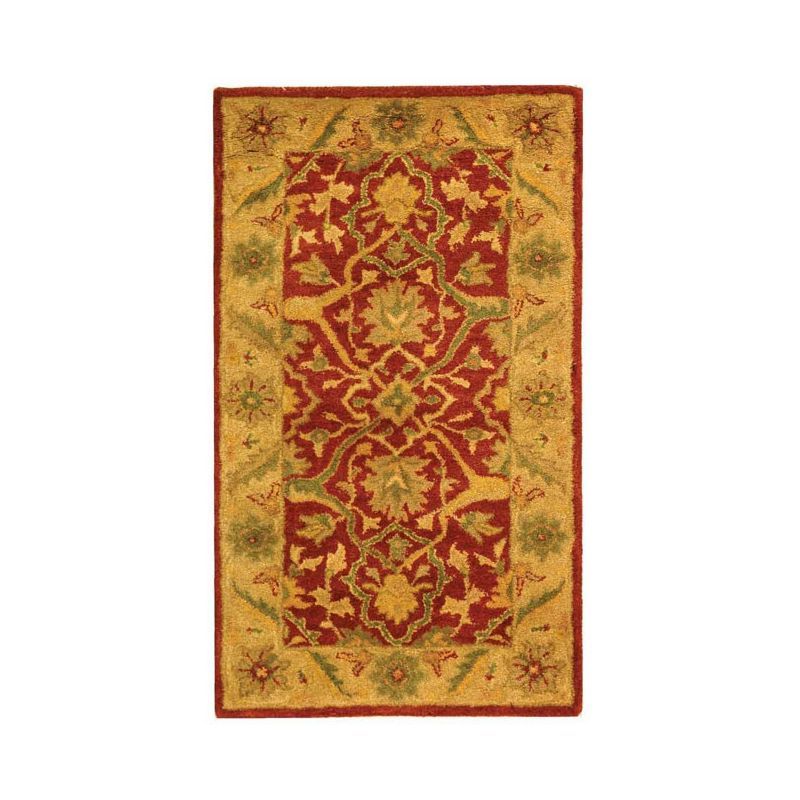 Hand-Tufted Antique Rust Wool Rectangular Rug - 27" x 4"