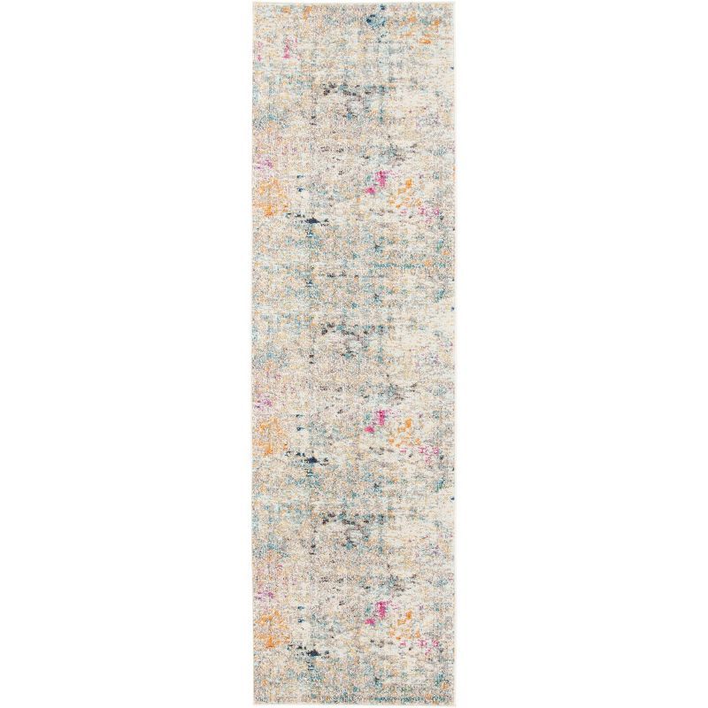 Metro-Mod Distressed Grey & Gold Synthetic Runner Rug - 2'2" x 8'