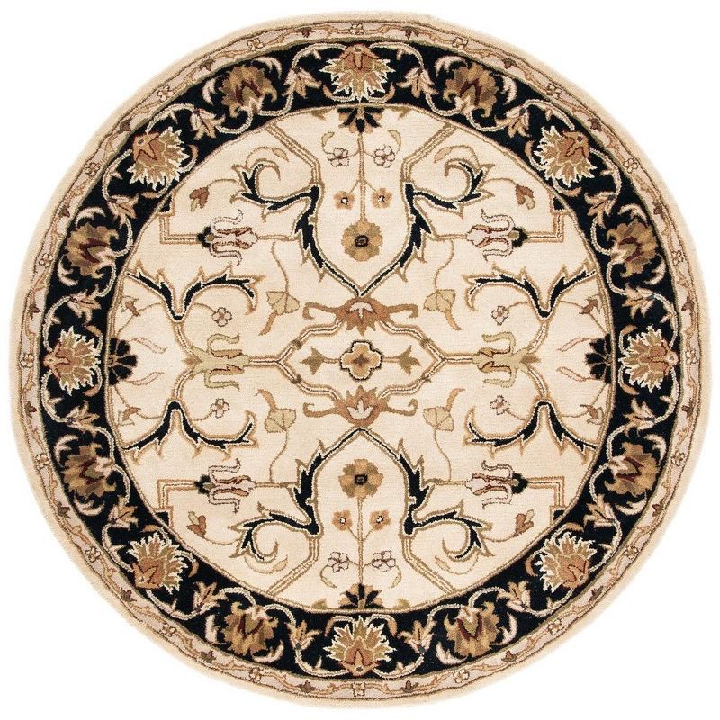 Elegant Heritage 6' Round Beige Hand-Tufted Wool Area Rug