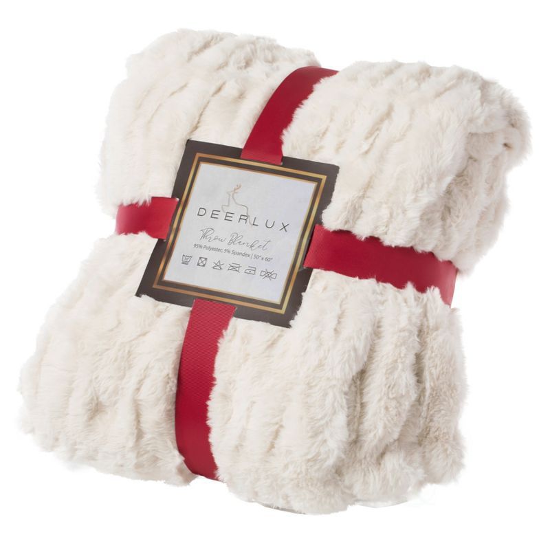 Ivory Faux Fur Cozy Throw Blanket 50" x 60"