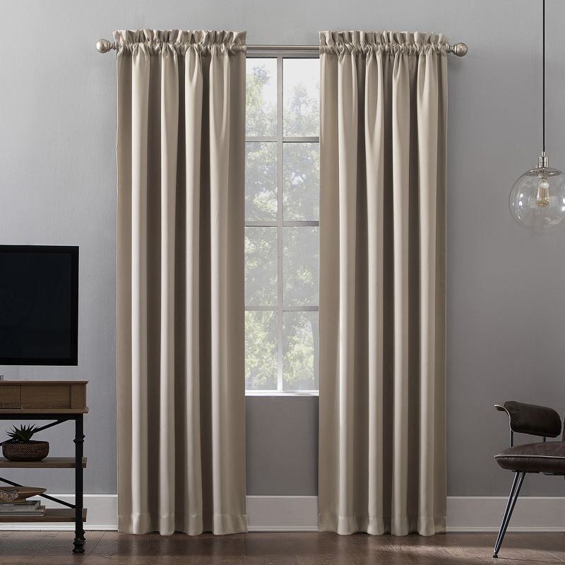 Stone Blackout Rod Pocket Polyester Curtain Panel 52 x 63