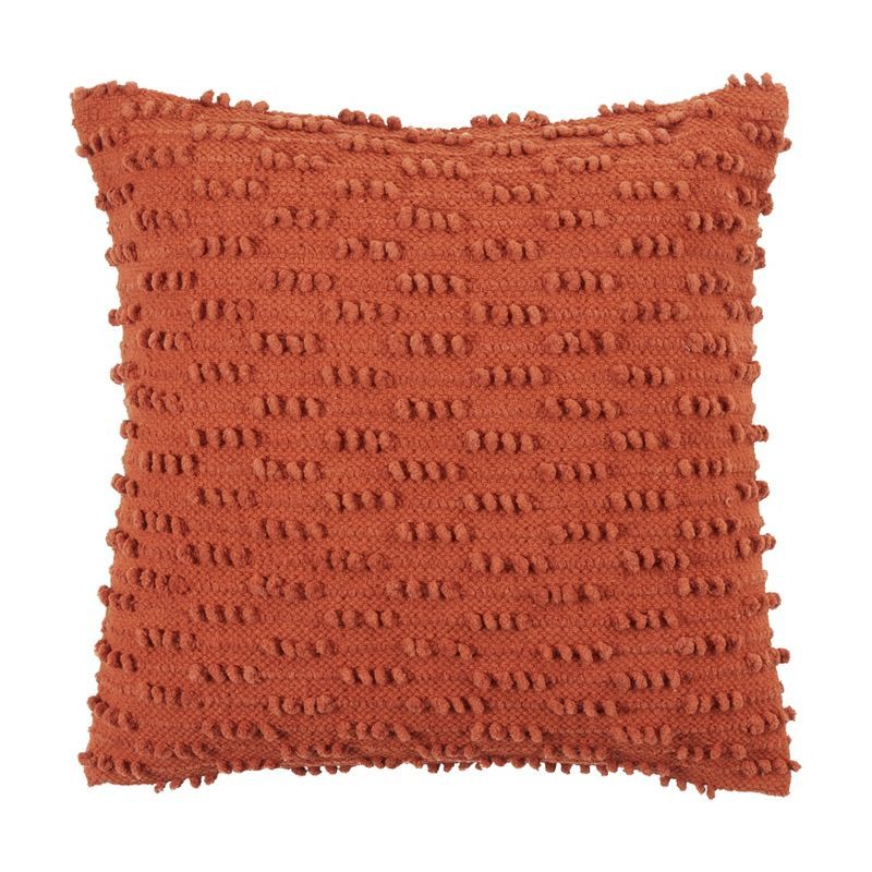 Rust Textured Nubby Design Down-Filled Throw Pillow