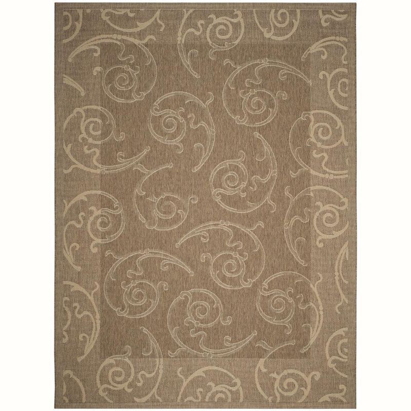 Brown and Natural Flat Woven Synthetic 9' x 12' Reversible Rug