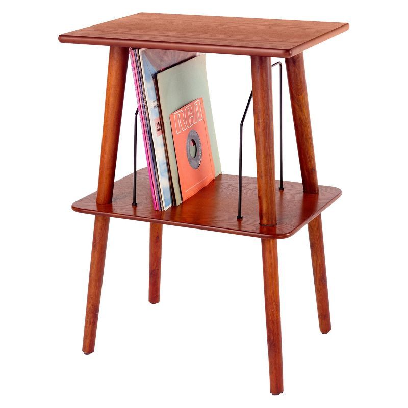 Paprika Hardwood Mid-Century Turntable Stand with Storage