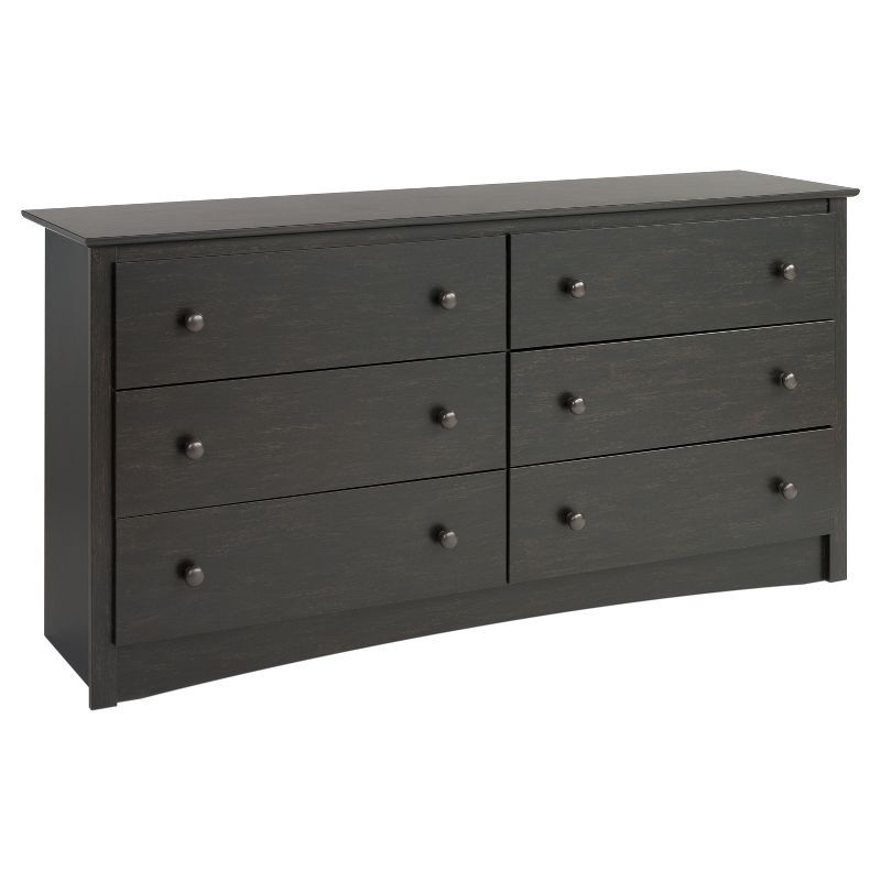 Washed Black Double Dresser with Extra Deep Drawers