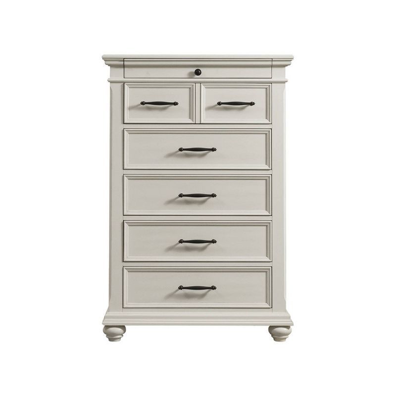 White Vertical 6-Drawer Chest with Felt Lined Drawer