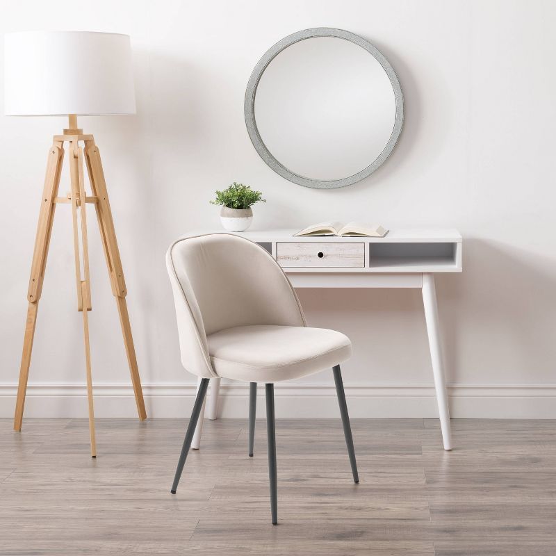 Greige Velvet & Matte Grey Metal Upholstered Side Chair