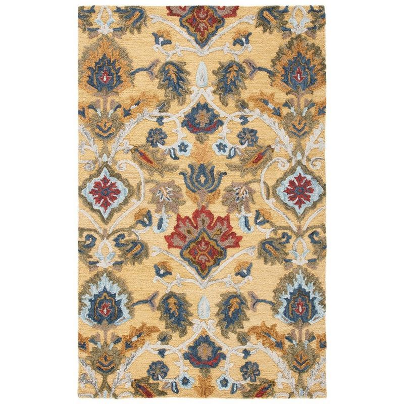 Blossom Gold and Multicolor 6' x 9' Handmade Wool Tufted Rug