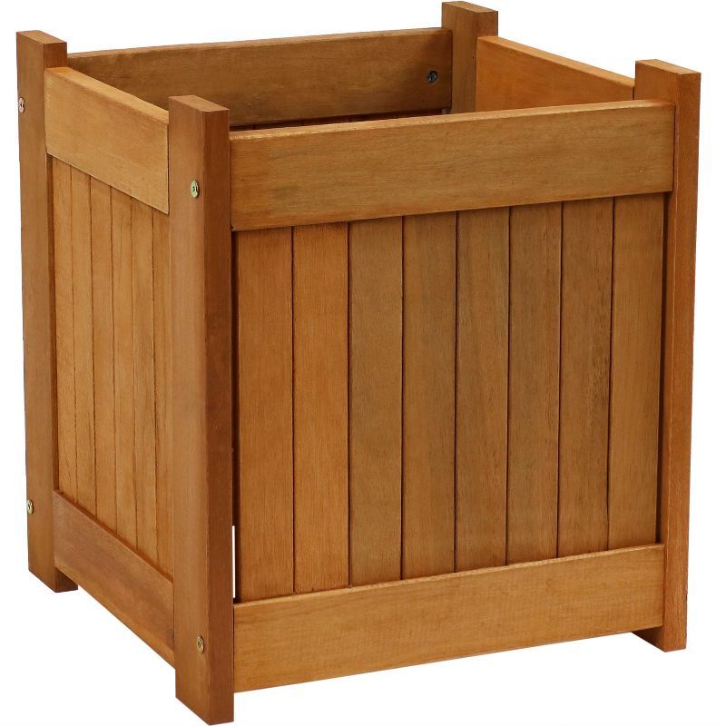 Sunnydaze Meranti 16" Brown Wooden Outdoor Planter Box