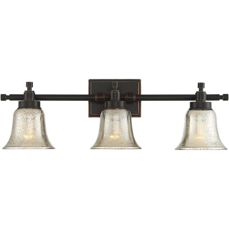 Bronze 26.5" 3-Light Industrial Wall Fixture with Mercury Glass Shades