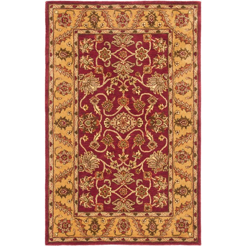 Golden Jaipur Burgundy and Gold Hand-Tufted Wool Area Rug