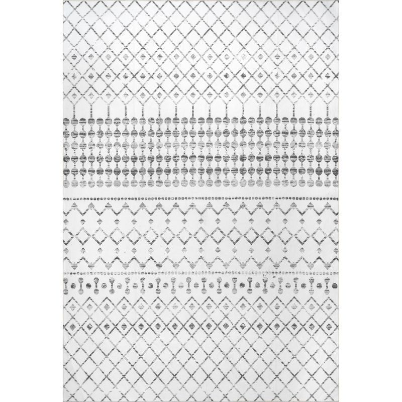 Eco-Friendly Gray Moroccan Blythe 5x8 ft Washable Area Rug