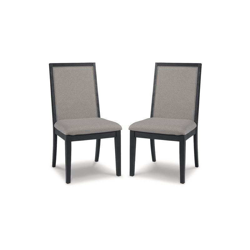 Gray Upholstered Wood Frame Dining Side Chair Set