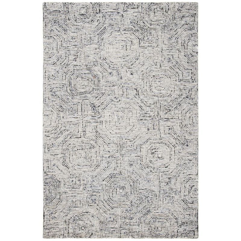 Gray Geometric Hand-Tufted Wool 6' x 9' Area Rug