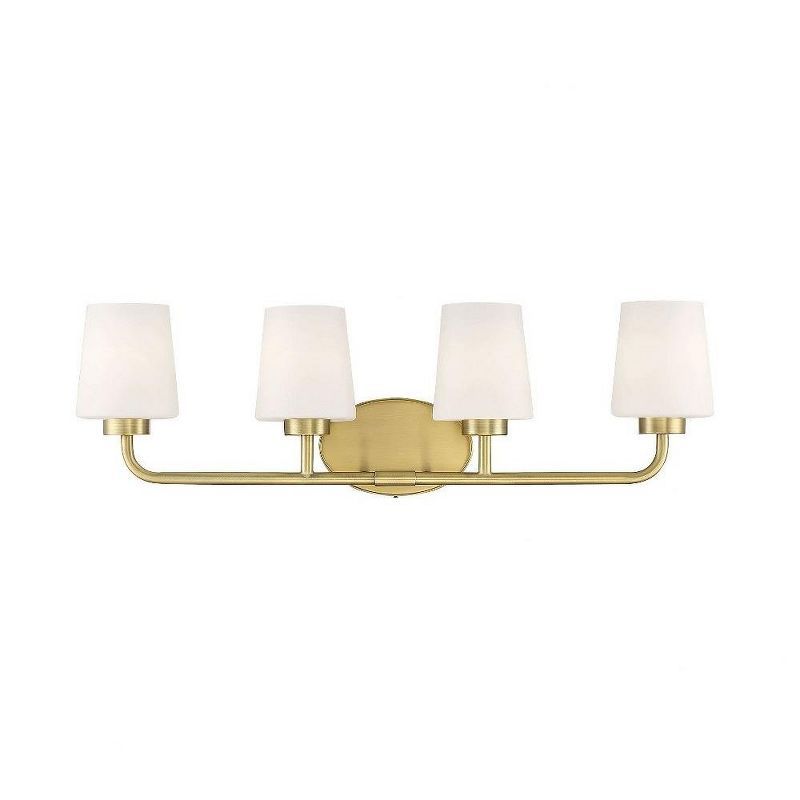 Capra Warm Brass 4-Light Bath Vanity with White Opal Shades