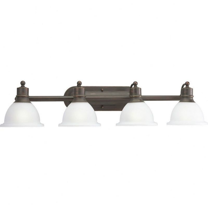 Antique Bronze 4-Light Wall Bracket with White Glass Shades